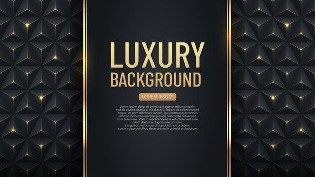 Luxury Vertical Black Stripe With Gold Border On The Dark Geometric Background. VIP Invitation Banner. Premium And Elegant. Vector Illustration.