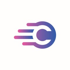 Motion Speed ​​Line Letter C Logo Design Template Element