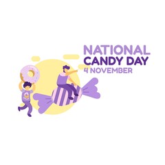 national sweet candy day cartoon doodle concept design vector illustration