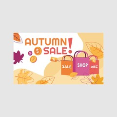autumn sale maple orange seasonal cartoon doodle vector design illustration