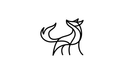 fox line art illustration logo