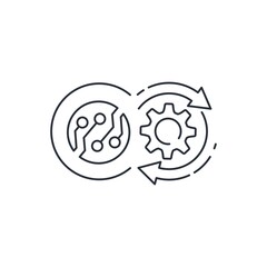 Techno smart processor. Vector linear icon illustration isolated on white background.