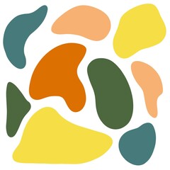 Multicolored vector abstract spots. Isolated colored shapes on a white background. Bright objects for children's decor