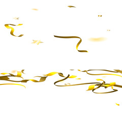 Holiday Serpentine. Gold Foil Streamers Ribbons.