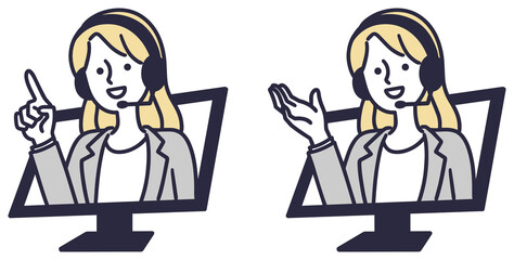 オンライン　案内　オペレーター女性