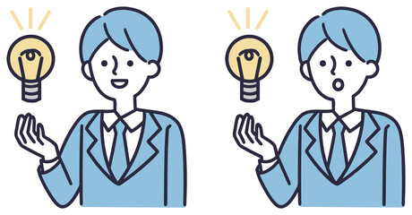 閃き　アイディア　男性シンプルイラスト