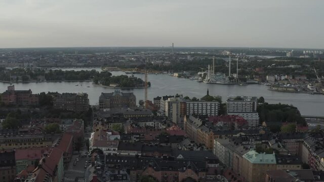 S&ouml;dermalm skyline and archipelago, Stockholm aerial panorama