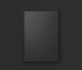 Black Hard Cover Book Mockup,  Magazine, Book, Booklet, Brochure, 3D Rendered on Dark background	