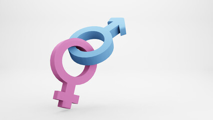 Female Male Gender Symbol Isolated. 3D rendering