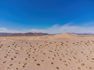 Aerial view of the Amargosa Sand Dunes in a hot day