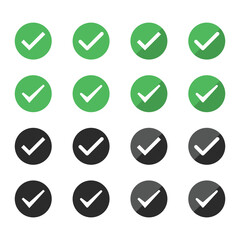 Check marks vector green and black icon