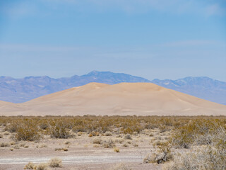Sunny view of the Amargosa Sand Dunes in a hot day