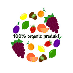 fruit set, organic product label sticker