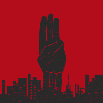 three finger salute over the city - vector