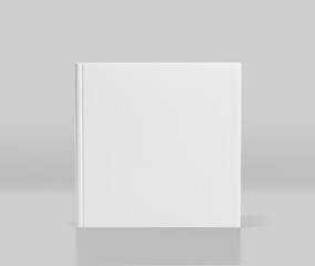 White Square Hard Cover Book Mockup,  Magazine, Book, Booklet, Brochure, 3D Rendered on light gray background	
