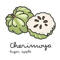 Cherimoya or Sugar apple fruit on white background