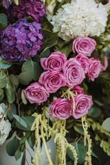 pink roses and flowers decorations for birthdays, weddings and outdoor events