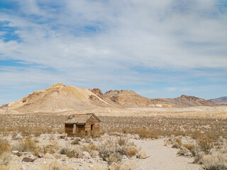 Sunny view of the abandon building in Rhyolite area