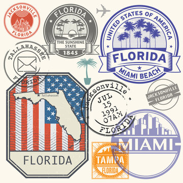 Stamps or labels set with name of Florida state
