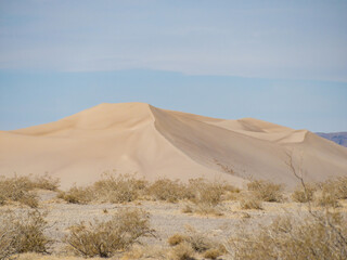 Sunny view of the Amargosa Sand Dunes in a hot day
