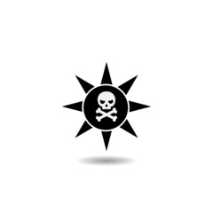 Death sun radiation icon with shadow