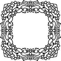 Fototapeta na wymiar Abstract mandala frame. Asian ribbon pattern. Black and white authentic background. Vector illustration.