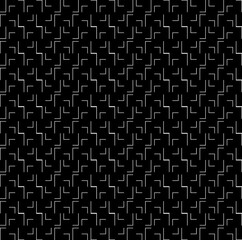 Seamless of corner lines of pattern. Design random white on black. Design print for illustration, texture, wallpaper, background.