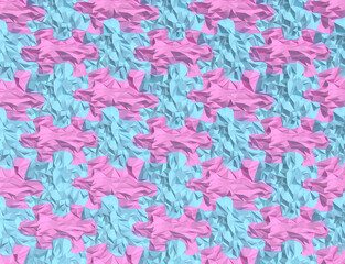 seamless pattern with pink and blue jigsaw puzzles