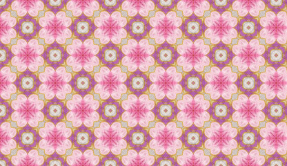 Japanese floral pattern featuring pink sakura flowers called Kikkō or Tortoiseshell