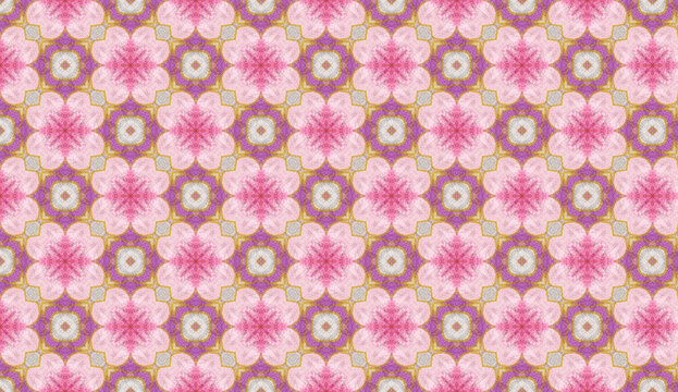 Japanese floral pattern featuring pink sakura flowers called Kikkō or Tortoiseshell