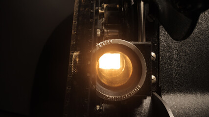 Old film projector in close up view - macro shot