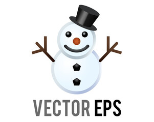 Vector classic snowman made from two large snowballs icon with snowflake