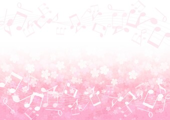 桜と音符の背景イラスト no.09