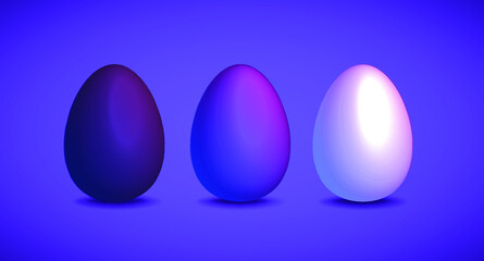 Neon purple easter egg eggs set kit vector isolated eps shine club 