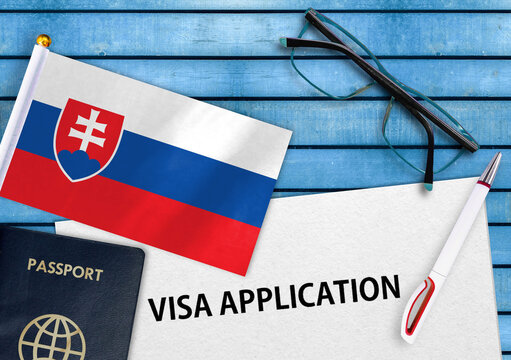 Visa application form and flag of  Slovakia