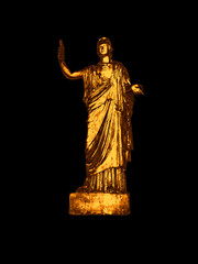 Obraz premium classical golden sculpture isolated on black. Gold statue of goddess in antique style