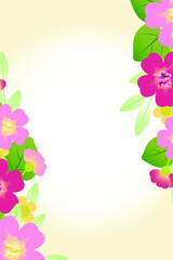 Vector card with pink and yellow flowers