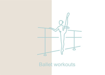 ballet workout, one line ballerina  vector icon in flat and outline