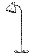 Floor lamp sketch. Vintage lamps. Interior design elements. Hand drawn ink sketch illustration isolated on white background vector illustration.