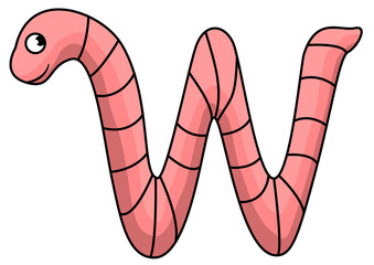 Letter W for Worm Vector. Familiar worms include the earthworms, members of phylum Annelida. Other invertebrate groups may be called worms