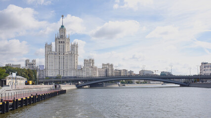 Fototapeta na wymiar Kotelnicheskaya Embankment: House 1/15.Great Bridge Ustyinsky.Moskvoretskaya embankment