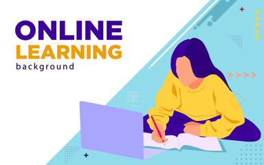 Online learning background in flat design