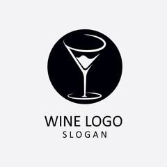 wine glass icon vector logo