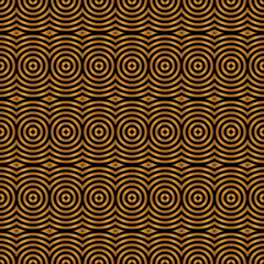 Seamless of water mark pattern. Design regular circle horizontal gold on black background. Design print for illustration, texture, textile, wallpaper, background.
