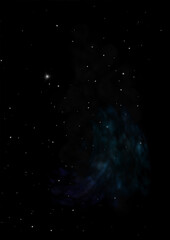 Obraz premium Star field and distant cold space nebula.