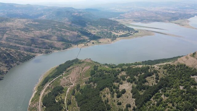 Aerial view of Studen Kladenets Reservoir, Kardzhali Region, Bulgaria