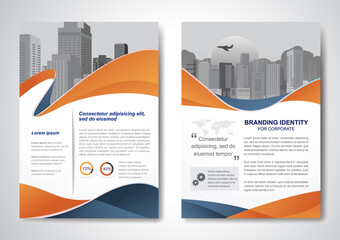 Template vector design for Brochure, AnnualReport, Magazine, Poster, Corporate Presentation, Portfolio, Flyer, infographic, layout modern with Orange color size A4, Front and back, Easy to use.