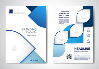 Template vector design for Brochure, AnnualReport, Magazine, Poster, Corporate Presentation, Portfolio, Flyer, infographic, layout modern with blue color size A4, Front and back, Easy to use and edit.