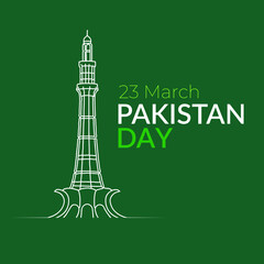 Pakistan Day	. Pakistan Minar background design.