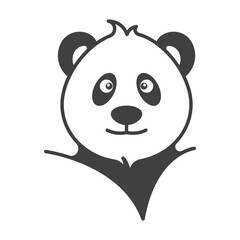 Panda head portrait icon. Simple, cute image of a stylish panda. Isolated vector on pure white background.